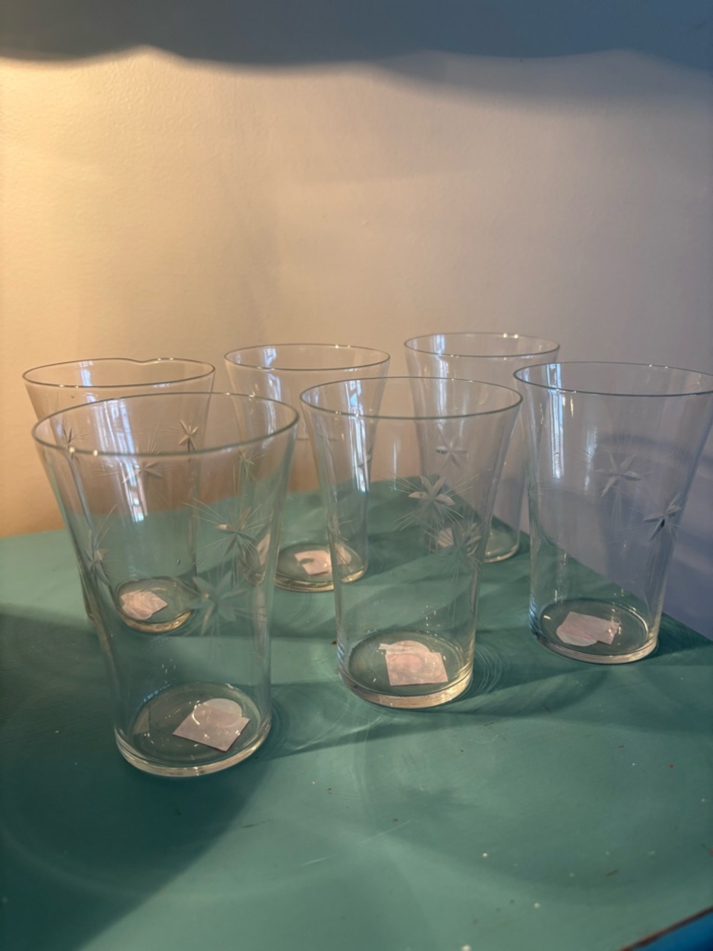 Fostoria Crystal Juice Glasses Starburst Pattern Circa Set of 6
